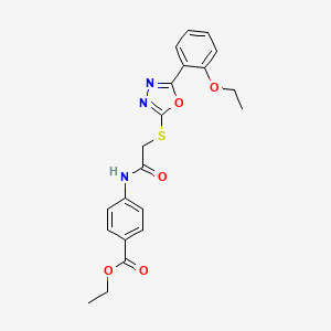 molecular formula C21H21N3O5S B4224244 Ethyl 4-[[2-[[5-(2-ethoxyphenyl)-1,3,4-oxadiazol-2-yl]sulfanyl]acetyl]amino]benzoate 
