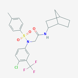 molecular formula C23H24ClF3N2O3S B422426 N-bicyclo[2.2.1]hept-2-yl-2-[4-chloro[(4-methylphenyl)sulfonyl]-3-(trifluoromethyl)anilino]acetamide 