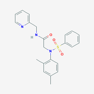 molecular formula C22H23N3O3S B422427 N~2~-(2,4-dimethylphenyl)-N~2~-(phenylsulfonyl)-N-(pyridin-2-ylmethyl)glycinamide 