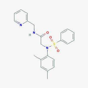 molecular formula C22H23N3O3S B422427 2-[2,4-dimethyl(phenylsulfonyl)anilino]-N-(2-pyridinylmethyl)acetamide 