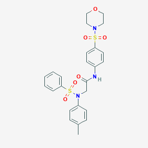 molecular formula C25H27N3O6S2 B422430 2-[4-methyl(phenylsulfonyl)anilino]-N-[4-(4-morpholinylsulfonyl)phenyl]acetamide 