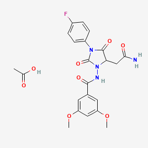 molecular formula C22H23FN4O8 B4224381 acetic acid;N-[5-(2-amino-2-oxoethyl)-3-(4-fluorophenyl)-2,4-dioxoimidazolidin-1-yl]-3,5-dimethoxybenzamide 