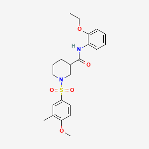 molecular formula C22H28N2O5S B4224486 N-(2-ETHOXYPHENYL)-1-(4-METHOXY-3-METHYLBENZENESULFONYL)PIPERIDINE-3-CARBOXAMIDE 