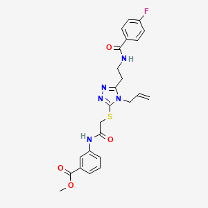 molecular formula C24H24FN5O4S B4224632 Methyl 3-[[2-[[5-[2-[(4-fluorobenzoyl)amino]ethyl]-4-prop-2-enyl-1,2,4-triazol-3-yl]sulfanyl]acetyl]amino]benzoate 