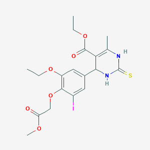 molecular formula C19H23IN2O6S B4224648 ethyl 4-[3-ethoxy-5-iodo-4-(2-methoxy-2-oxoethoxy)phenyl]-6-methyl-2-thioxo-1,2,3,4-tetrahydro-5-pyrimidinecarboxylate 