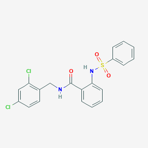 molecular formula C20H16Cl2N2O3S B4224740 N-(2,4-dichlorobenzyl)-2-[(phenylsulfonyl)amino]benzamide 
