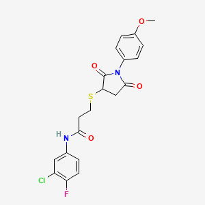 molecular formula C20H18ClFN2O4S B4224865 N-(3-chloro-4-fluorophenyl)-3-[1-(4-methoxyphenyl)-2,5-dioxopyrrolidin-3-yl]sulfanylpropanamide 