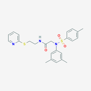 molecular formula C24H27N3O3S2 B422489 N~2~-(3,5-dimethylphenyl)-N~2~-[(4-methylphenyl)sulfonyl]-N-[2-(pyridin-2-ylsulfanyl)ethyl]glycinamide 