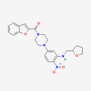 molecular formula C24H26N4O5 B4224924 5-[4-(1-benzofuran-2-ylcarbonyl)-1-piperazinyl]-2-nitro-N-(tetrahydro-2-furanylmethyl)aniline 