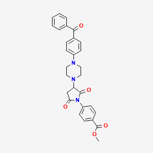 molecular formula C29H27N3O5 B4224974 Methyl 4-(2,5-dioxo-3-{4-[4-(phenylcarbonyl)phenyl]piperazin-1-yl}pyrrolidin-1-yl)benzoate 