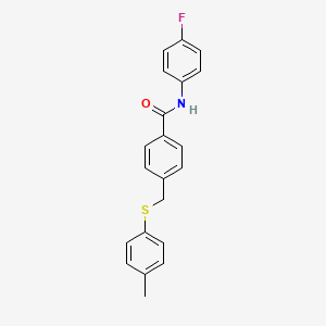 molecular formula C21H18FNOS B4225086 N-(4-Fluorophenyl)-4-((p-tolylthio)methyl)benzamide 