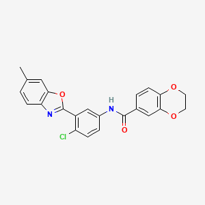 molecular formula C23H17ClN2O4 B4225231 N-[4-chloro-3-(6-methyl-1,3-benzoxazol-2-yl)phenyl]-2,3-dihydro-1,4-benzodioxine-6-carboxamide 