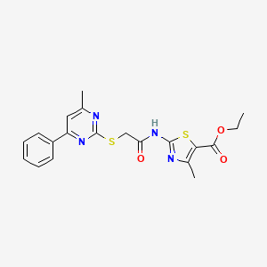 molecular formula C20H20N4O3S2 B4225298 ETHYL 4-METHYL-2-({2-[(4-METHYL-6-PHENYL-2-PYRIMIDINYL)SULFANYL]ACETYL}AMINO)-1,3-THIAZOLE-5-CARBOXYLATE 
