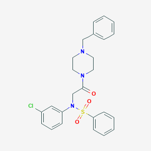 molecular formula C25H26ClN3O3S B422534 N-[2-(4-benzyl-1-piperazinyl)-2-oxoethyl]-N-(3-chlorophenyl)benzenesulfonamide CAS No. 6447-75-2