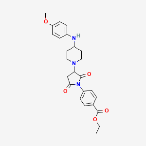 molecular formula C25H29N3O5 B4225377 Ethyl 4-(3-{4-[(4-methoxyphenyl)amino]piperidin-1-yl}-2,5-dioxopyrrolidin-1-yl)benzoate 