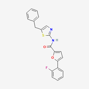 molecular formula C21H15FN2O2S B4225480 N-(5-benzyl-1,3-thiazol-2-yl)-5-(2-fluorophenyl)furan-2-carboxamide 