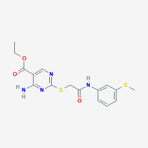 molecular formula C16H18N4O3S2 B4225667 ETHYL 4-AMINO-2-[({[3-(METHYLSULFANYL)PHENYL]CARBAMOYL}METHYL)SULFANYL]PYRIMIDINE-5-CARBOXYLATE 