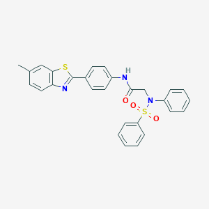 molecular formula C28H23N3O3S2 B422567 N-[4-(6-METHYL-1,3-BENZOTHIAZOL-2-YL)PHENYL]-2-(N-PHENYLBENZENESULFONAMIDO)ACETAMIDE 