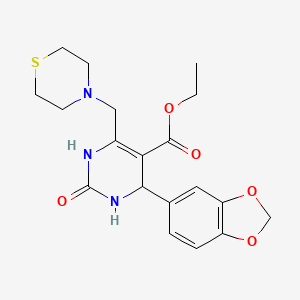 molecular formula C19H23N3O5S B4225703 ETHYL 4-(2H-1,3-BENZODIOXOL-5-YL)-2-OXO-6-[(THIOMORPHOLIN-4-YL)METHYL]-1,2,3,4-TETRAHYDROPYRIMIDINE-5-CARBOXYLATE 