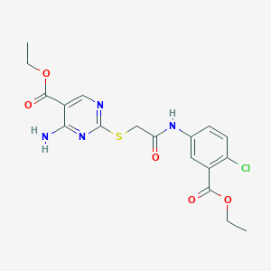 molecular formula C18H19ClN4O5S B4225819 ETHYL 4-AMINO-2-[({[4-CHLORO-3-(ETHOXYCARBONYL)PHENYL]CARBAMOYL}METHYL)SULFANYL]PYRIMIDINE-5-CARBOXYLATE 