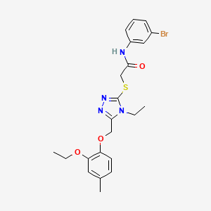 molecular formula C22H25BrN4O3S B4225946 N-(3-bromophenyl)-2-({5-[(2-ethoxy-4-methylphenoxy)methyl]-4-ethyl-4H-1,2,4-triazol-3-yl}sulfanyl)acetamide 