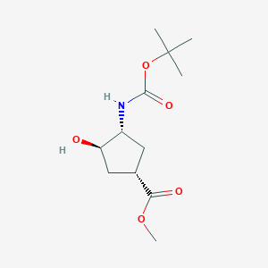 molecular formula C12H21NO5 B042260 methyl (1S,3R,4R)-3-hydroxy-4-[(2-methylpropan-2-yl)oxycarbonylamino]cyclopentane-1-carboxylate CAS No. 321744-16-5