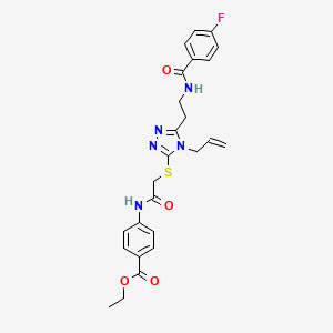 molecular formula C25H26FN5O4S B4226036 Ethyl 4-[[2-[[5-[2-[(4-fluorobenzoyl)amino]ethyl]-4-prop-2-enyl-1,2,4-triazol-3-yl]sulfanyl]acetyl]amino]benzoate 