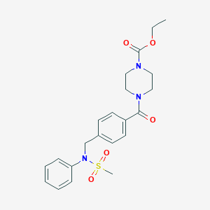 molecular formula C22H27N3O5S B422609 ethyl 4-[(4-{[(methylsulfonyl)(phenyl)amino]methyl}phenyl)carbonyl]piperazine-1-carboxylate 
