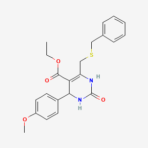 molecular formula C22H24N2O4S B4226109 Ethyl 6-[(benzylsulfanyl)methyl]-4-(4-methoxyphenyl)-2-oxo-1,2,3,4-tetrahydropyrimidine-5-carboxylate 