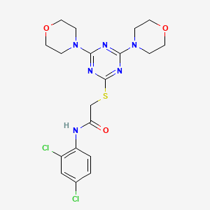 molecular formula C19H22Cl2N6O3S B4226218 N-(2,4-dichlorophenyl)-2-{[4,6-di(morpholin-4-yl)-1,3,5-triazin-2-yl]sulfanyl}acetamide 