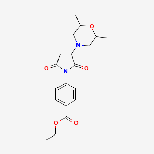 molecular formula C19H24N2O5 B4226238 ethyl 4-[3-(2,6-dimethyl-4-morpholinyl)-2,5-dioxo-1-pyrrolidinyl]benzoate 