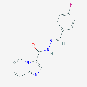 molecular formula C16H13FN4O B422632 N'~3~-[(4-FLUOROPHENYL)METHYLENE]-2-METHYLIMIDAZO[1,2-A]PYRIDINE-3-CARBOHYDRAZIDE 