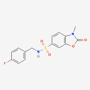 molecular formula C15H13FN2O4S B4226332 N-[(4-fluorophenyl)methyl]-3-methyl-2-oxo-1,3-benzoxazole-6-sulfonamide 