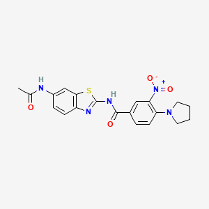 molecular formula C20H19N5O4S B4226345 N-(6-acetamido-1,3-benzothiazol-2-yl)-3-nitro-4-pyrrolidin-1-ylbenzamide 