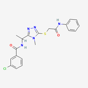 molecular formula C20H20ClN5O2S B4226546 N-[1-[5-(2-anilino-2-oxoethyl)sulfanyl-4-methyl-1,2,4-triazol-3-yl]ethyl]-3-chlorobenzamide 