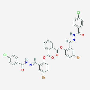 molecular formula C36H22Br2Cl2N4O6 B422661 Bis{4-bromo-2-[2-(4-chlorobenzoyl)carbohydrazonoyl]phenyl} phthalate 