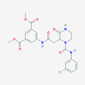 molecular formula C23H23ClN4O7 B4226618 Dimethyl 5-[({1-[(3-chlorophenyl)carbamoyl]-3-oxopiperazin-2-yl}acetyl)amino]benzene-1,3-dicarboxylate 