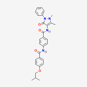 molecular formula C29H30N4O4 B4226636 N-(1,5-Dimethyl-3-oxo-2-phenyl-2,3-dihydro-1H-pyrazol-4-YL)-4-[4-(2-methylpropoxy)benzamido]benzamide 