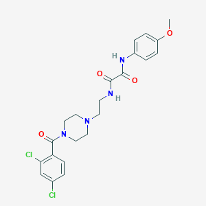 molecular formula C22H24Cl2N4O4 B422665 N~1~-{2-[4-(2,4-dichlorobenzoyl)-1-piperazinyl]ethyl}-N~2~-(4-methoxyphenyl)ethanediamide 