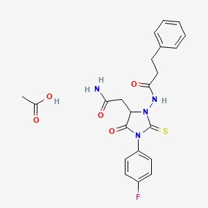 molecular formula C22H23FN4O5S B4226755 acetic acid;N-[5-(2-amino-2-oxoethyl)-3-(4-fluorophenyl)-4-oxo-2-sulfanylideneimidazolidin-1-yl]-3-phenylpropanamide 