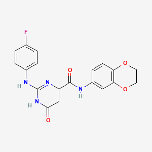 molecular formula C19H17FN4O4 B4226761 N-(2,3-dihydro-1,4-benzodioxin-6-yl)-2-[(4-fluorophenyl)amino]-6-oxo-3,4,5,6-tetrahydropyrimidine-4-carboxamide 