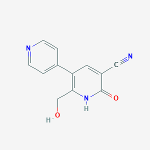 molecular formula C12H9N3O2 B042268 6-(羟甲基)-2-氧代-5-吡啶-4-基-1H-吡啶-3-腈 CAS No. 99462-32-5
