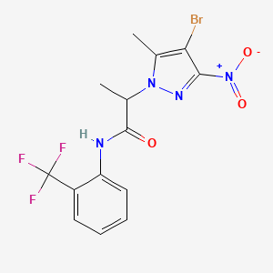 molecular formula C14H12BrF3N4O3 B4226871 2-(4-bromo-5-methyl-3-nitropyrazol-1-yl)-N-[2-(trifluoromethyl)phenyl]propanamide 