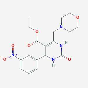 molecular formula C18H22N4O6 B4227037 ETHYL 6-[(MORPHOLIN-4-YL)METHYL]-4-(3-NITROPHENYL)-2-OXO-1,2,3,4-TETRAHYDROPYRIMIDINE-5-CARBOXYLATE 
