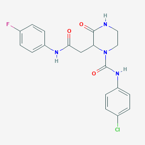 molecular formula C19H18ClFN4O3 B4227045 N-(4-chlorophenyl)-2-{2-[(4-fluorophenyl)amino]-2-oxoethyl}-3-oxopiperazine-1-carboxamide 