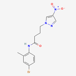 molecular formula C14H15BrN4O3 B4227150 N-(4-bromo-2-methylphenyl)-4-(4-nitropyrazol-1-yl)butanamide 