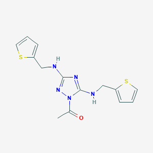 molecular formula C14H15N5OS2 B4227162 1-{3,5-bis[(thiophen-2-ylmethyl)amino]-1H-1,2,4-triazol-1-yl}ethanone 