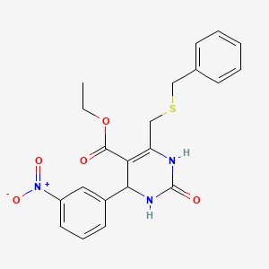 molecular formula C21H21N3O5S B4227209 Ethyl 6-[(benzylsulfanyl)methyl]-4-(3-nitrophenyl)-2-oxo-1,2,3,4-tetrahydropyrimidine-5-carboxylate 