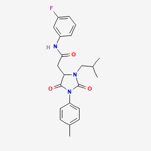 molecular formula C22H24FN3O3 B4227333 N-(3-fluorophenyl)-2-[1-(4-methylphenyl)-3-(2-methylpropyl)-2,5-dioxoimidazolidin-4-yl]acetamide 