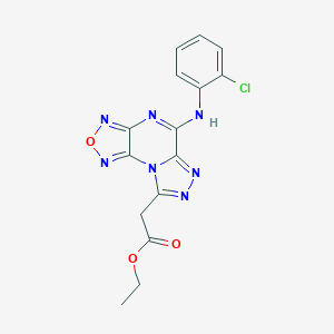 molecular formula C15H12ClN7O3 B422737 ETHYL 2-[5-(2-CHLOROANILINO)[1,2,5]OXADIAZOLO[3,4-E][1,2,4]TRIAZOLO[4,3-A]PYRAZIN-8-YL]ACETATE 